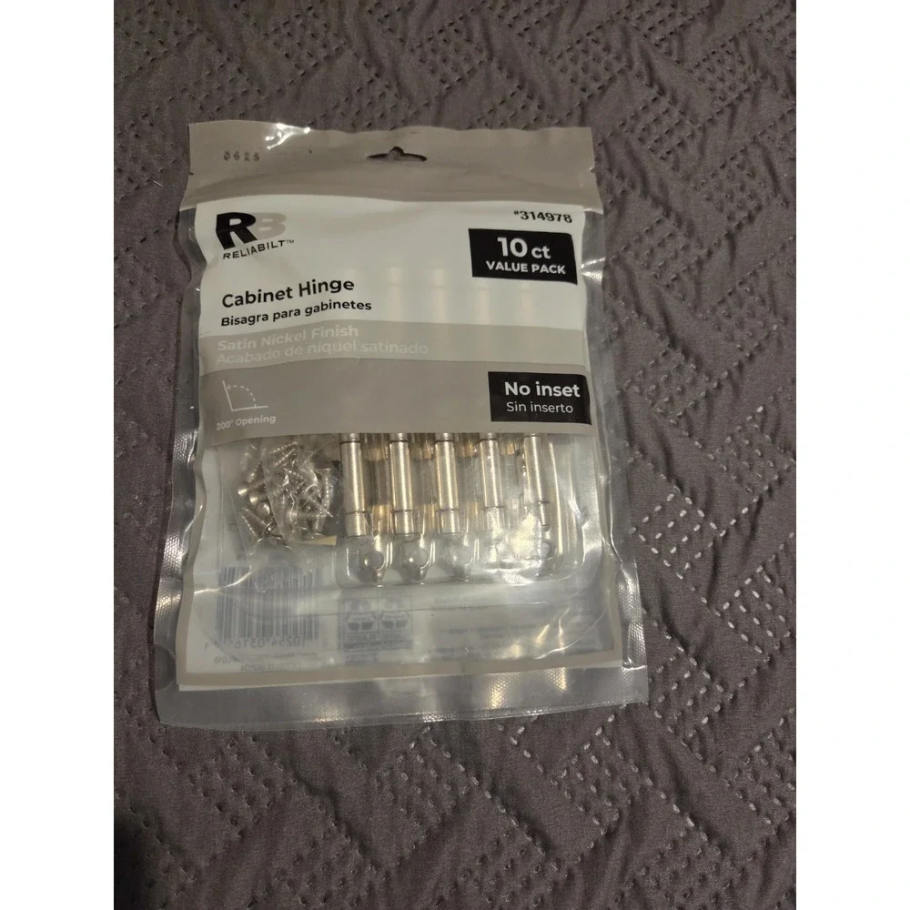 10 Pack Style Selections Flush Self-Closing Cabinet Hinges Satin Nickel